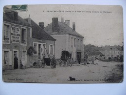 CPA 61 Pervenchères - La Route De Mortagne - Vue De L'entrée Du Bourg Et Animation  A Voir ! - Pervencheres