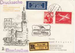 ÖSTERREICH FLUGPOST 1959 - 60 Gro + 4 S Auf FP-R-Brief Gel.m.AUA V.Wien > Frankfurt - Primi Voli