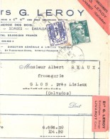 3548 LIVAROT Calvados Facture Gandon 2  F Vert 50 C  Chaines Brisées 50 C Yv 713 673  Ob  14 3 1946 - Lettres & Documents