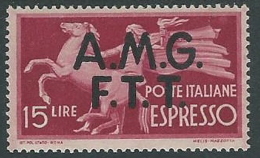 1947-48 TRIESTE A ESPRESSO DEMOCRATICA 15 LIRE MH * - P19-5 - Express Mail