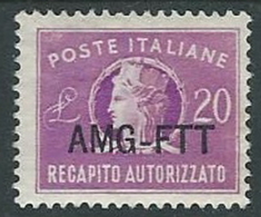 1949-52 TRIESTE A RECAPITO AUTORIZZATO 20 LIRE MH * - P19-3 - Express Mail