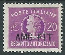 1949-52 TRIESTE A RECAPITO AUTORIZZATO 20 LIRE MH * - P19-5 - Express Mail