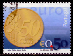 !										■■■■■ds■■ Portugal 2002 AF#2839 Euro Coins Moeda Nice Stamp VFU (k0024) - Usati