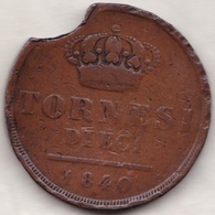 DUE SICILIE .10 TORNESI 1840 .FERDINANDO II . Coin Cassé.Rognages Du Flan , Fautée , Clipée - Dos Siciles