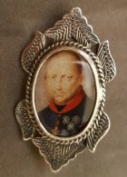 NAPOLI MINIATURA PORTRAIT FRANCESCO I MONTATA SPILLA STERLING 925 - RARISSIMA CM 4,5 - Monarchia/ Nobiltà