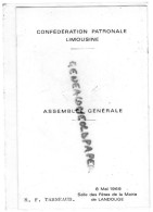 87 - LIMOGES -LANDOUGE SALLE DES FETES-MENU CONFEDERATION PATRONALE LIMOUSINE-1969- TARNEAUD   -BONNICHON TRAITEUR - Menú