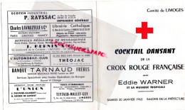 87 - LIMOGES-  PROGRAMME CROIX ROUGE -EDDIE WARNER -SALONS PREFECTURE 1962-PHOTOS NEYENS  - BONNICHON TRAITEUR- - Programma's