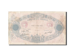 Billet, France, 500 Francs, 500 F 1888-1940 ''Bleu Et Rose'', 1930, 1930-10-02 - 500 F 1888-1940 ''Bleu Et Rose''
