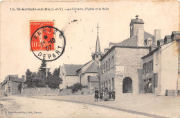 35-SAINT-GERMAIN-SUR-ILLE- LE CALVAIRE, L'EGLISE ET LA HALLE - Saint-Germain-sur-Ille