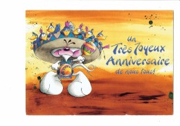 Carte DIDDL F N° 5 - Joyeux Anniversaire - SOURIS MOUSE CHAPEAU OISEAUX - 2000 - Diddl