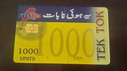 Pakistan-(pak-tk)-TEK TOK-(1000units)-black Number-51571-used Card+1card Prepiad Free - Pakistan