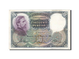 Billet, Espagne, 50 Pesetas, 1931, 1931-04-25, KM:82, TTB - 50 Peseten