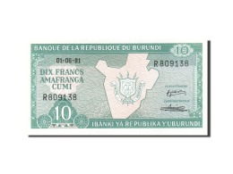 Billet, Burundi, 10 Francs, 1979-1981, 1981-06-01, KM:33a, NEUF - Burundi