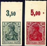 O. Gummi Andruckproben Der Reichsdruckerei: 5 Pfg. Gün Und 10 Pfg. Rot, Andruckproben Auf Ungummiertem,... - Other & Unclassified