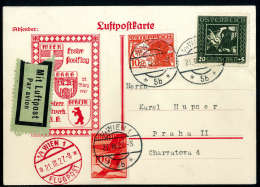 Beleg Nibelungen, 20 + 5 G. Breites Format Auf Flugkarte Von Wien 1917 Nach Prag.Katalogpreis: 250.-... - Otros & Sin Clasificación