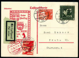 Beleg Nibelungen 20 + 5 G., Breites Format Auf Flugkarte Von Wien 1917 Nach Prag. Tadellos. Befund... - Otros & Sin Clasificación