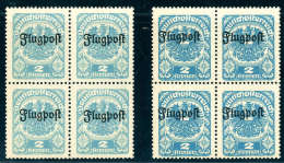 ** 1922, Unverausgabte Flugpost 2 Kr., Zwei Tadellos Postfrische Viererblöcke, In Versch. Nuancen, Sign.... - Other & Unclassified