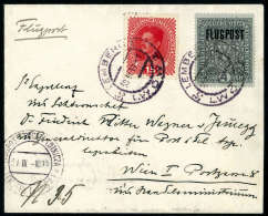 Beleg 1918, Flugpost, 4 K. Auf Grauem Papier Mit Zusatzfrankatur Auf Flugbrief Von Lemberg 31.III.1918 Nach Wien.... - Other & Unclassified