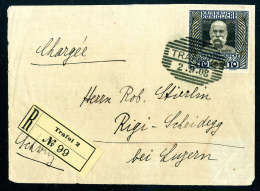 Beleg 1908, 10 Kr. Auf Eingeschriebener Briefvorderseite Mit Schraffenstempel TRAFOL 1908 In Die... - Otros & Sin Clasificación