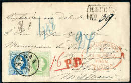 3 Kr. Mit Zwei 10 Kr. (eine Rückseitig Als Rekoporto) Auf Kabinett-Damenbriefumschlag (1870) Mit K1 MERAN Mit... - Other & Unclassified