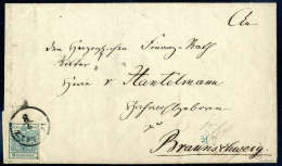 9 Kr. Blau, Type IIIa, Waagerechte Papier-Druckfalte, K1 TEPLITZ 9/8 Auf Kabinettbrief (1852) Nach Braunschweig.... - Otros & Sin Clasificación