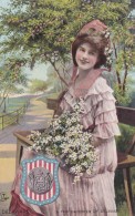 Delaware State Belles Series Tuck 2669, State Crest Beautiful Woman, C1900s Vintage Postcard - Otros & Sin Clasificación