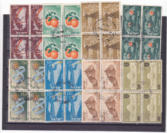 #172  ISRAEL, USED, STAMPS IN BLOCKS OF FOUR X8, ISRAEL - Used Stamps (with Tabs)