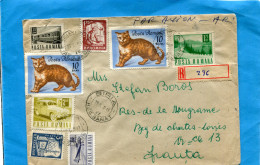 MARCOPHILIE-Roumanie-Lettre REC >Françe-cad-Siria 1969-9-stamps -animal- Cat -chat  Auto-et Divers - Poststempel (Marcophilie)