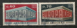 ANDORRE/ANDORRA.  EUROPA 1969, Deux Timbres Oblitérés. 1 ère Qualité - Usados