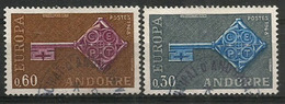 ANDORRE/ANDORRA.  EUROPA 1968, Deux Timbres Oblitérés. 1 ère Qualité - Usados