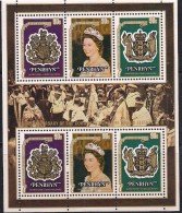 Penrhyn 1978 25 Years Since Coronation. Mi  115-117 Minisheet  MNH(**) - Penrhyn