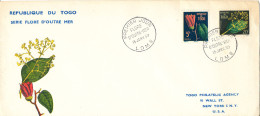 Togo FDC 15-1-1959 Flowers With Cachet And Sent To USA - Cartas & Documentos