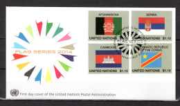 (Faciale = 4.10 €) ONU (New-York) 2014 : Enveloppe 1er Jour FDC " FLAG SERIES / DRAPEAUX ". Parfait état. - Buste