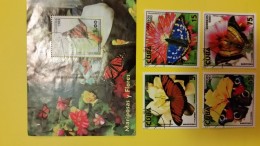 Serie Completa MARIPOSAS Y FLORES 2003 CUBA Incluye Hoja Filatelica - Colecciones & Series