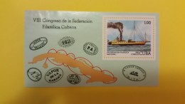 HOJA FILATELICA VIII CONGRESO FEDERACION FILATELICA CUBANA 1982 - SHIPS - Colecciones & Series