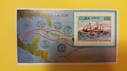 HOJA FILATELICA 51 CONGRESO FIP 1982 - PHILEXFRANCE - ROUTE MAP IN CARIBBEAN SEA - Collections, Lots & Series