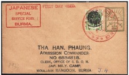 Birmania/Birmanie/Burma: (occ, Giapponese, Japonais, Japanese), Intero, Stationery, Entier, Pavone, Peacock, Paon - Birmanie (...-1947)