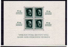 Hitler, BF 10 **   (Michel BK.9), Cote 300,-E     Postfrich Luxus - Blocks & Sheetlets