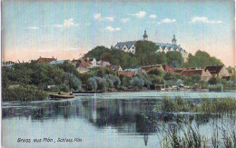Gruss Aus Plön Schloss Plön über Den See Belebt Ruderboot 2 Angler Bahnpost KIEL - LÜBECK ZUG 715 ? 14.1.1909 - Ploen