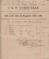 Brazil Brasil 1884 Bill GOMES LEAL Rio De Janeiro With Tax Stamp - Briefe U. Dokumente