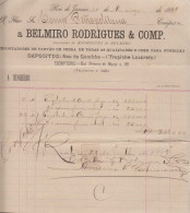 Brazil Brasil 1888 Bill BELMIRO RODRIGUES Rio De Janeiro With Tax Stamp - Lettres & Documents