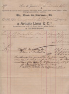 Brazil Brasil 1889 Bill ARAUJO LIMA Rio De Janeiro With Tax Stamp - Brieven En Documenten