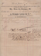 Brazil Brasil 1889 Bill ARAUJO LIMA Rio De Janeiro With Tax Stamp - Covers & Documents