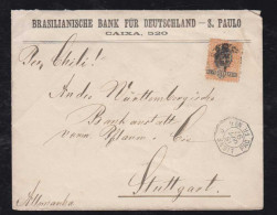 Brazil Brasil 1897 Cover Sao Paulo To Stuttgart Germany French PAQUEBOT + Railway Ambulante  Postmark - Storia Postale