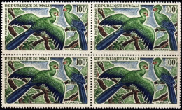 BIRDS-GUINEA TURACOS-BLOCK OF 4-MALI-1965-SCARCE-MNH-A1-217 - Cuco, Cuclillos