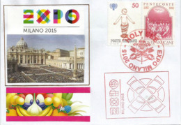 VATICAN. HOLY SEE, Lettre Du Pavillon Du St Siège à L'EXPO MILAN, Avec Timbres Du Vatican (rare) - 2015 – Milano (Italia)