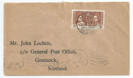 GOLD COAST 1937 Coronation Single On Cover (SN 2124) - Goldküste (...-1957)