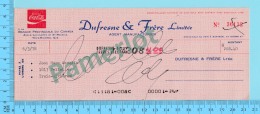 Trois-Rivieres Quebec Canada - Coca-Cola - Cheque Cancellé à J. M. Asselin   En 1978 2 Scans - Cheques & Traveler's Cheques