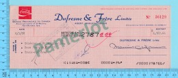Trois-Rivieres Quebec Canada - Coca-Cola - Cheque De Compagnie Television St-Maurice T.R.   En 1978 2 Scans - Cheques & Traveler's Cheques