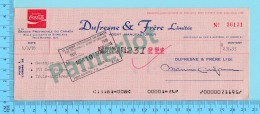 Trois-Rivieres Quebec Canada - Coca-Cola - Cheque Gauthier Sports T.R.   En 1978 2 Scans - Cheques En Traveller's Cheques